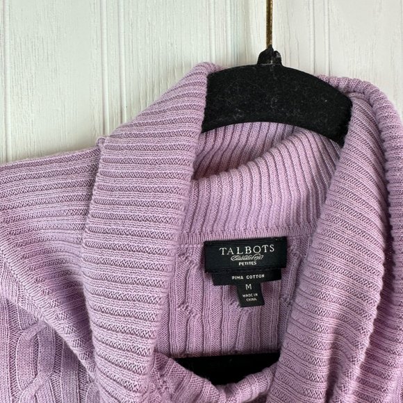 Talbots Turtleneck Pima cotton Lavender size Medium - Picture 2 of 3